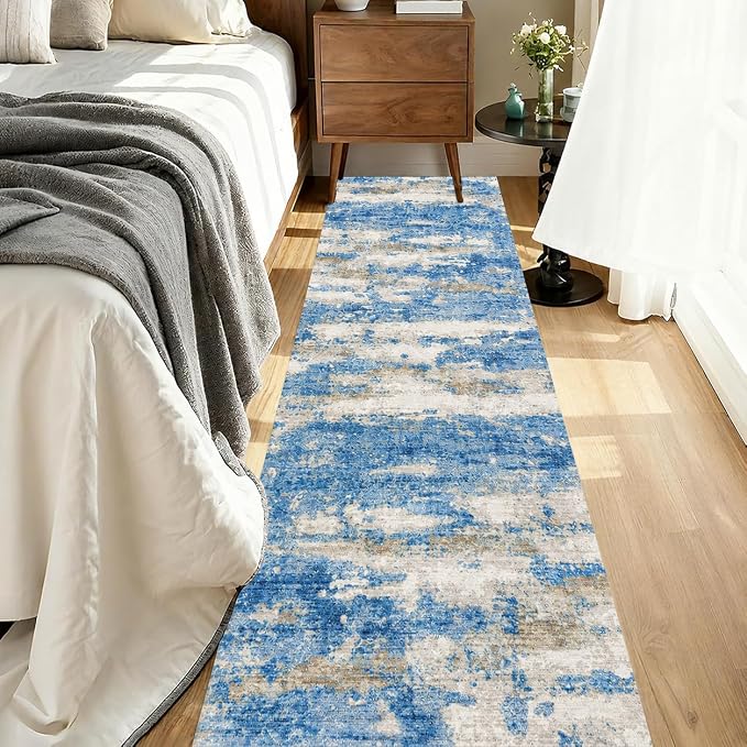 2x5 Washable Runner Rugs，Modern Abstract Rug Runner, Ultra-Thin Kitchen Runner