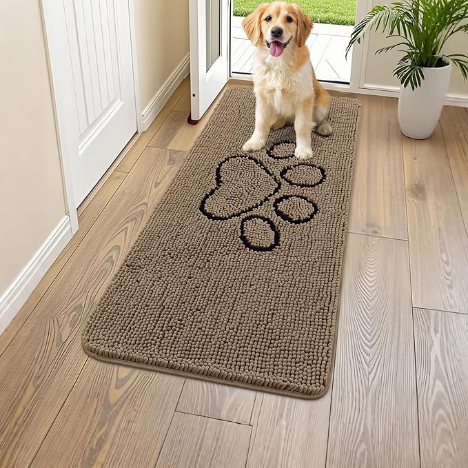 Smiry Dog Door Mat for Muddy Paws, Absorbent Dirt Trapper Non Slip Quick Dry