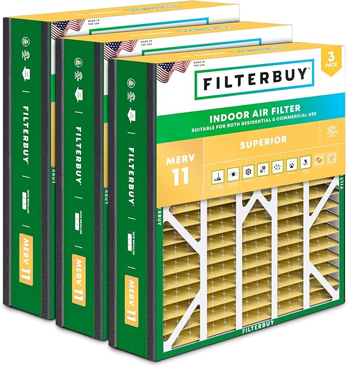 Filterbuy 20x25x5 Air Filter MERV 11 Superior Pet & Allergy Defense, Pleated
