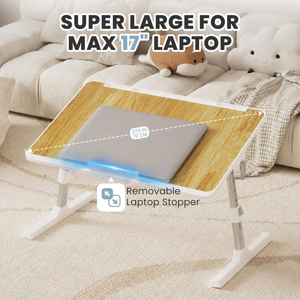 Adjustable Lap Desk, Foldable Laptop Desk for Bed, X-Large Lap Table