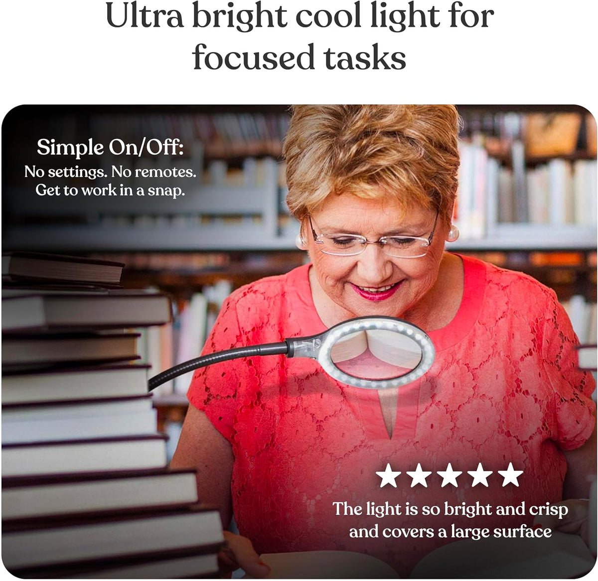 Brightech LightView Flex Magnifying Desk Lamp, 1.75X Light Magnifier, Adjustable Magnifying Glass with Light for Crafts, Reading, Close Work