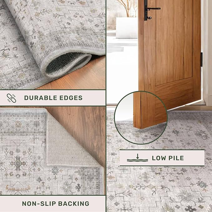 Light Grey 2x7 Boho Bathroom Runner Rug