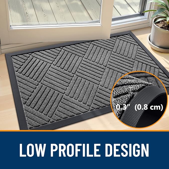 OLANLY Front Door Mat Outside Entrance 71x23, Heavy Duty Sturdy Natural Rubber