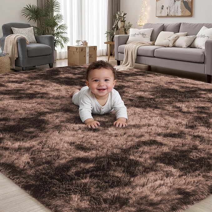 8x10 Area Rugs for Living Room Bedroom:Soft Fluffy Shag Upgrade Non-Slip High