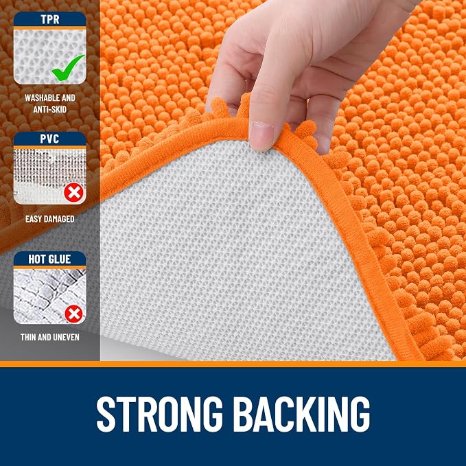 OLANLY Bathroom Rugs 34x21, Extra Soft Absorbent Chenille Bath Rugs, Rubber