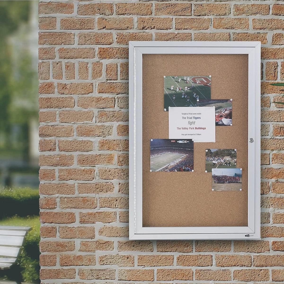 Quartet Bulletin Board, 6' x 4' Enclosed Cork Notice Board, Lockable Swing Doors, Aluminum Frame (2367)
