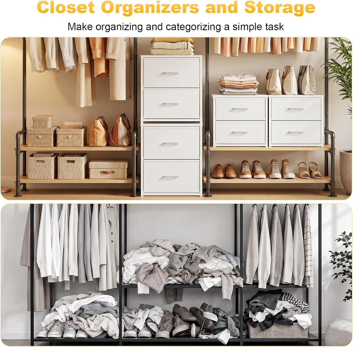 Stackable Storage Drawers, Closet Drawers, White
