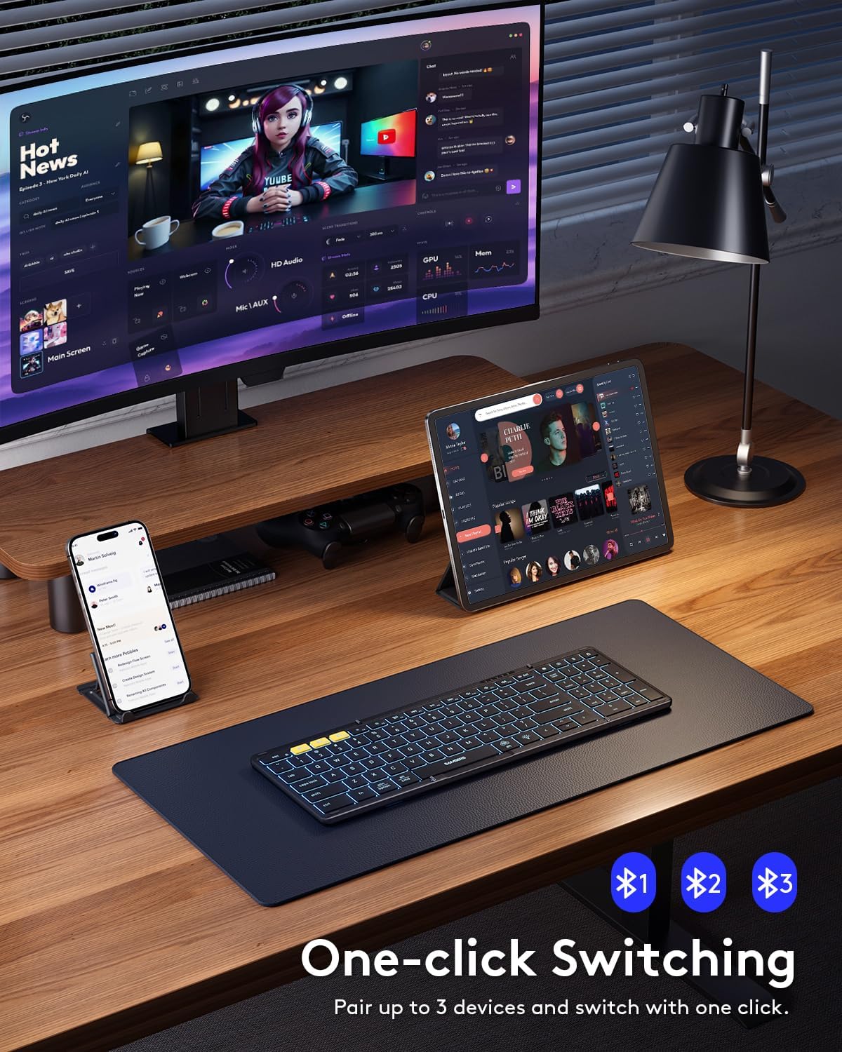 Samsers Full-Size Backlit Foldable Bluetooth Keyboard with Numeric pad