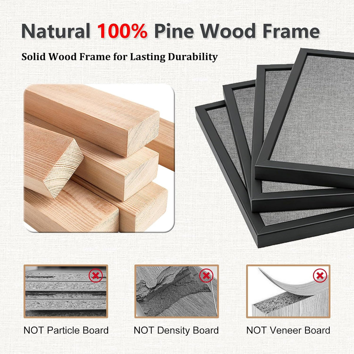 Cork Board, 36x24 Inch Wood Framed Bulletin Board with Gray Fabric
