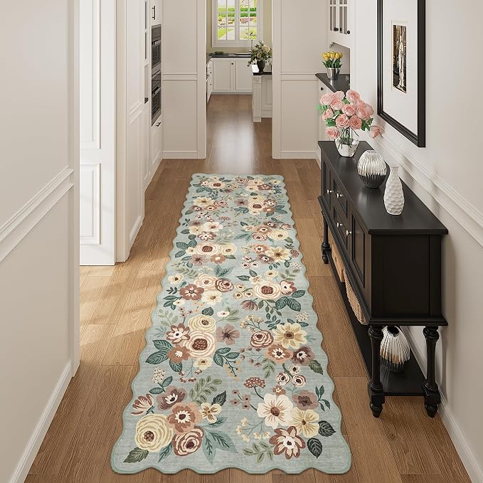 DUKINO 2.6x8 Runner Rug for Hallway, Washable Kitchen Rug