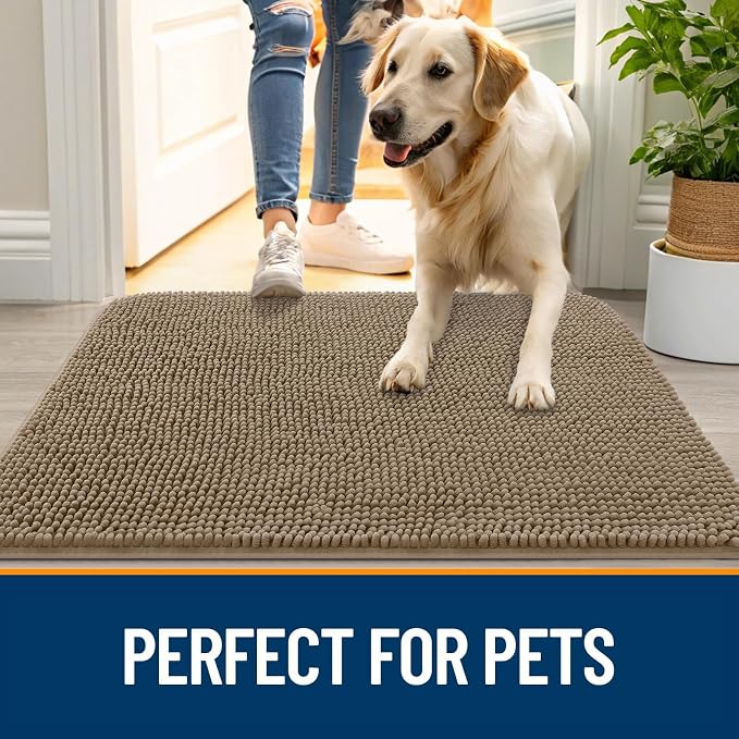 OLANLY Dog Door Mat for Muddy Paws 44x24, Absorbs Moisture and Dirt, Absorbent