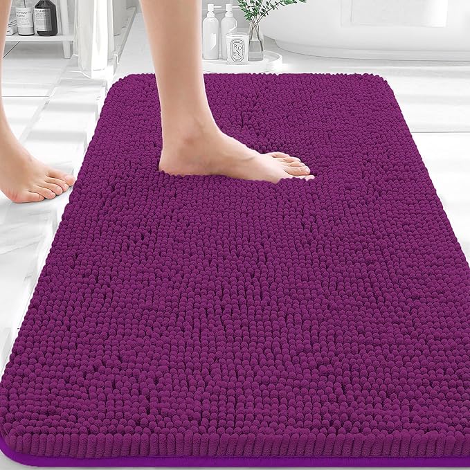 OLANLY Bathroom Rugs 36x24, Extra Soft Absorbent Chenille Bath Rugs, Rubber