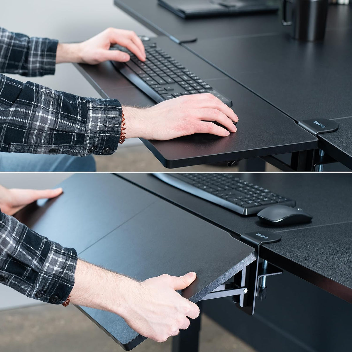 VIVO Black Clamp-on 30 x 12 in Desk Extender, DESK-EXT30