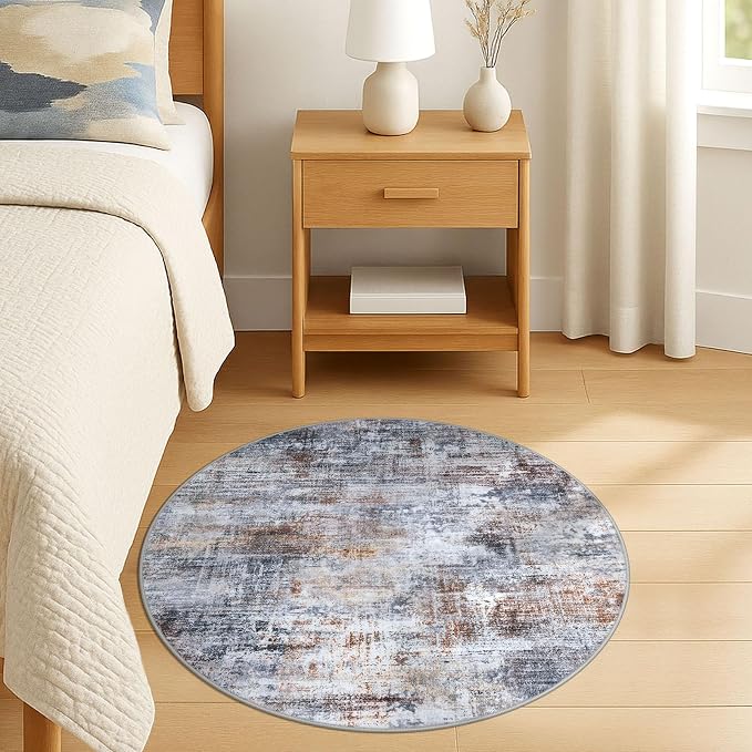 IOHOUZE Round Area Rug 3 Ft Circle Entryway Rugs Round Washable Door Mat Indoor