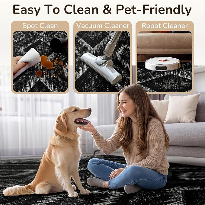 BESTSWEETIE Area Rug 2x6 Rug Machine Washable Non-Slip Low Pile Print Pattern