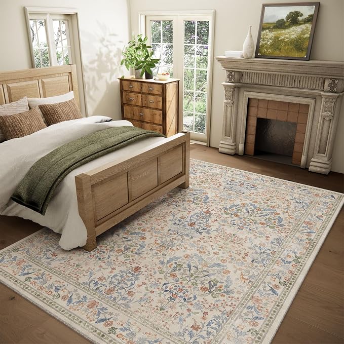 8x10 Area Rugs for Living Room: Washable Bedroom Rug Vintage Area Rug Stain