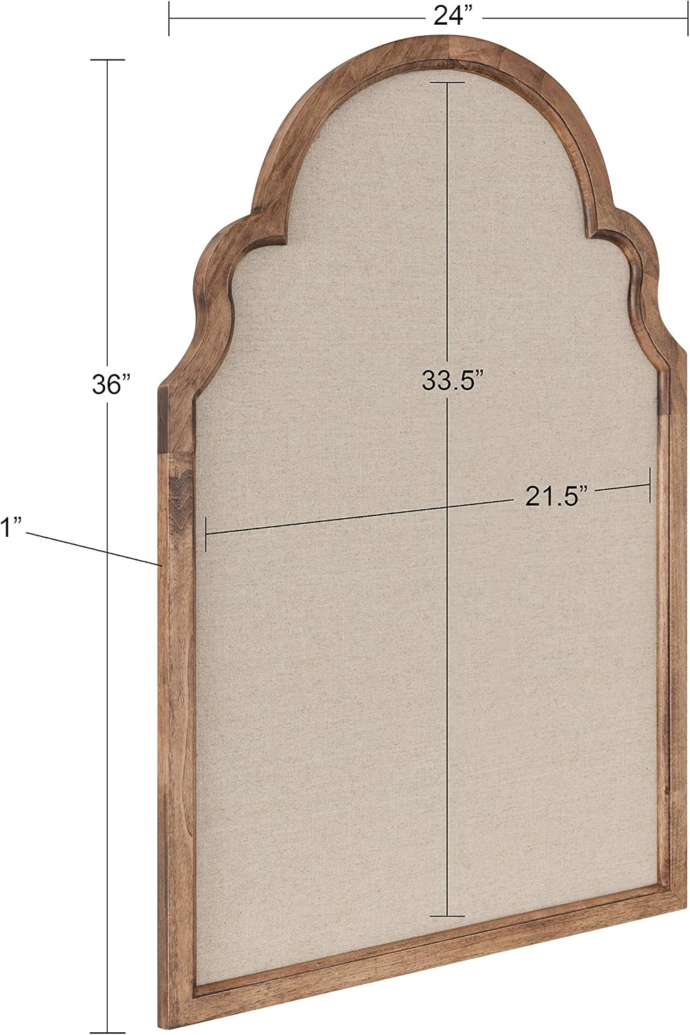 Kate and Laurel Hogan Farmhouse Framed Arch Fabric Pinboard, 24 x 36, Natural Rustic, Decorative Bulletin Board for Wall