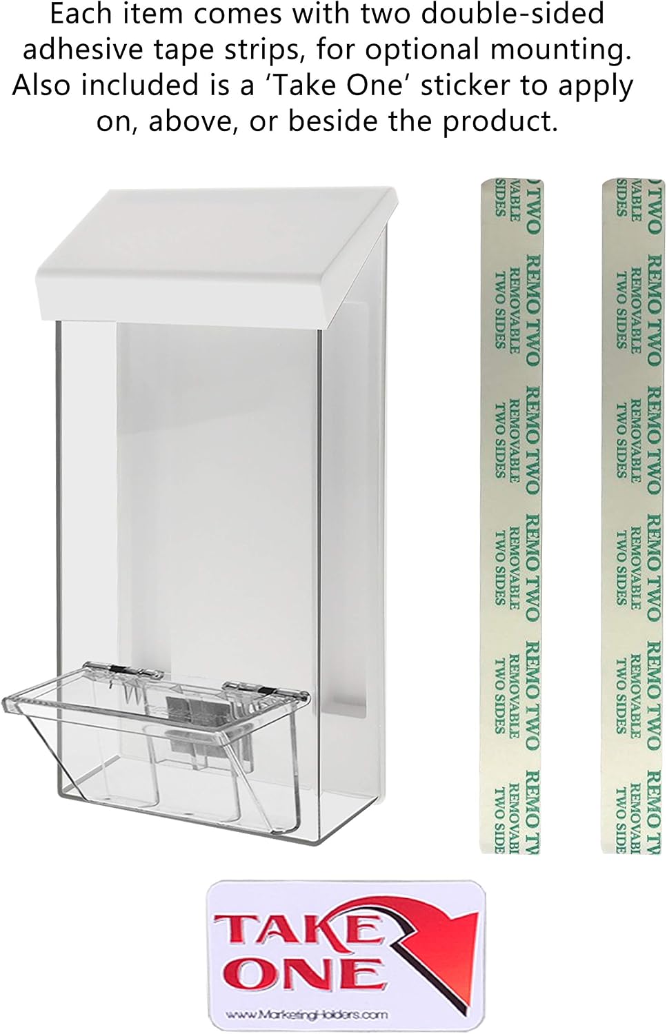 Marketing Holders Outdoor Brochure Holder for 4" x 9" Rack Cards and 3.5" x 2" with White Lid Wall Mount Outside Bin Business Cards Signs or Real Estate Box for Literature Clear Acrylic