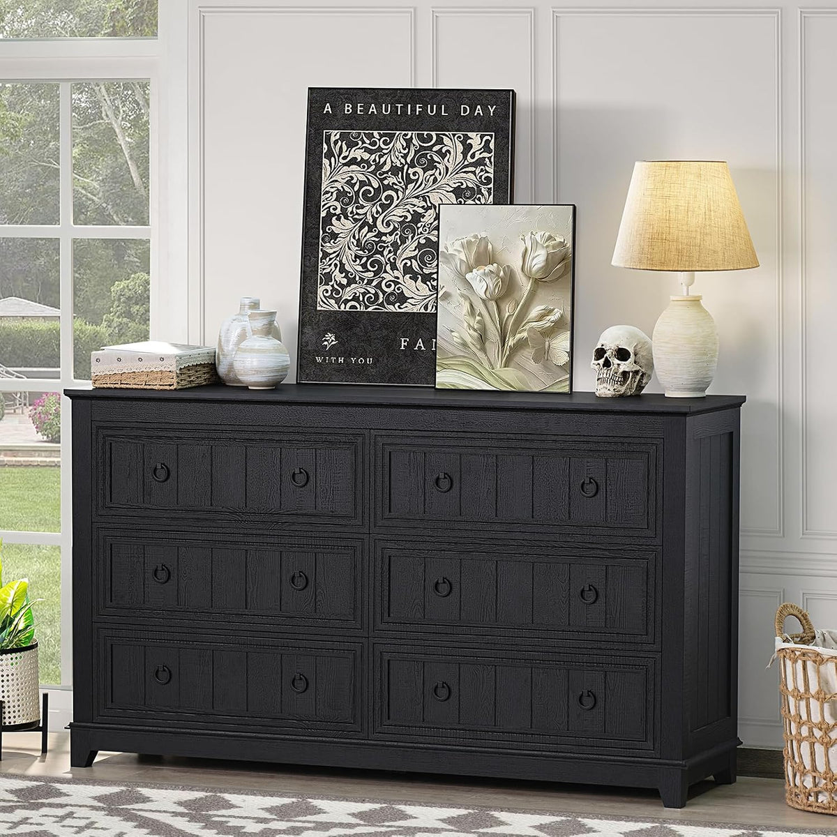Joaxswe 54'' Dresser for Bedroom, Farmhouse 6 Drawers Dressers
