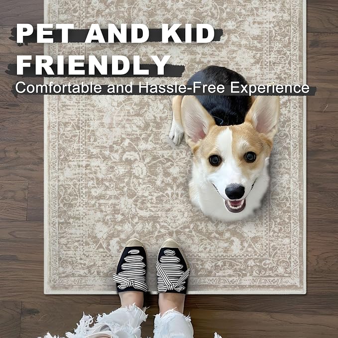 KILOCOCO Hallway Runner 2x8 Rug Runner Printed Vintage Floral Washable Kitchen