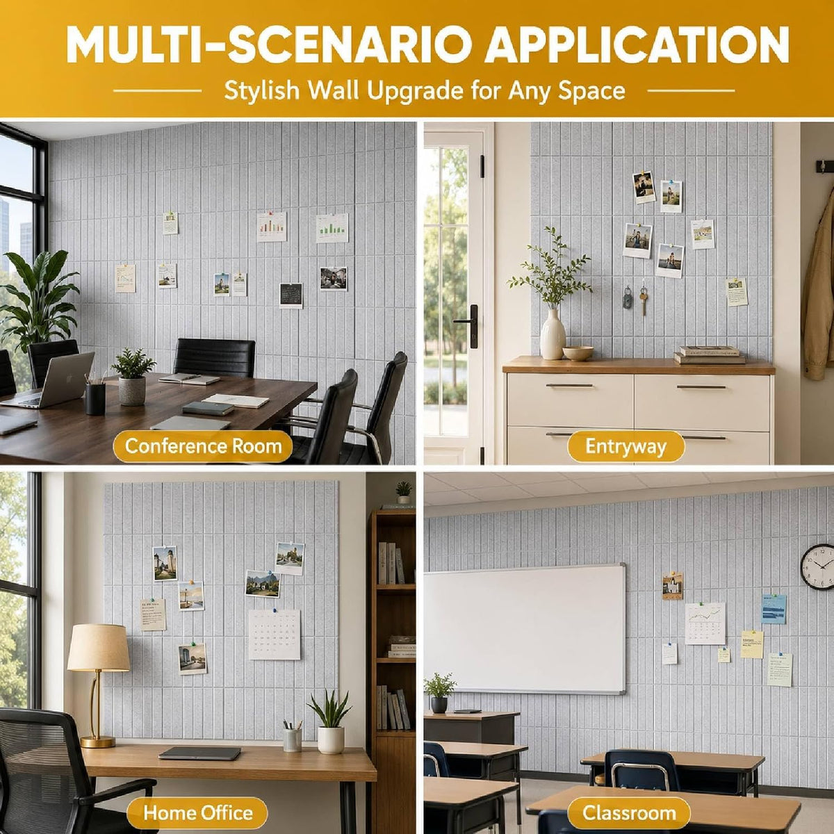16 Pack Large Felt Bulletin Board & Cork Boards Alternative, 48"x48"