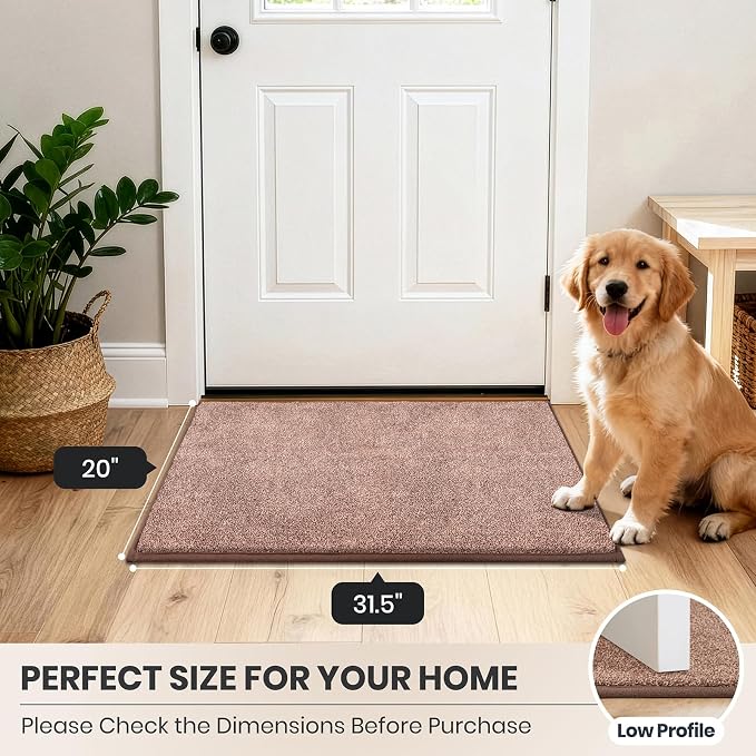 PURRUGS Dirt Trapping Door Mat 20" x 31.5", Non-Slip Machine Washable Entryway