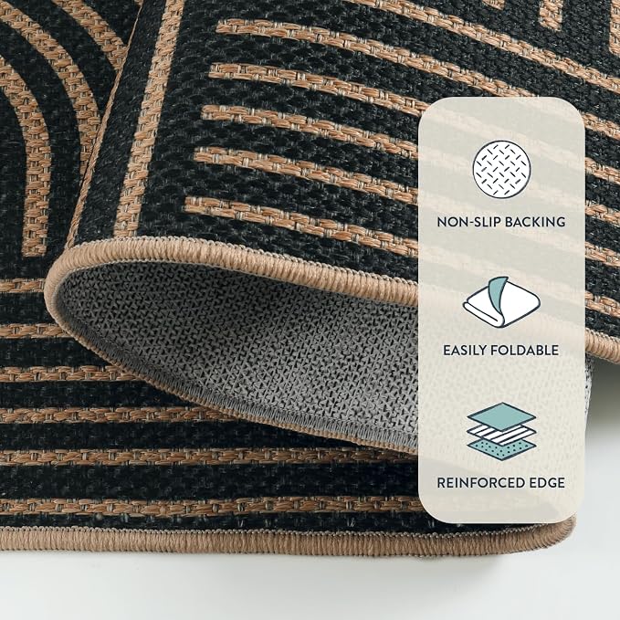 Lahome Enfys Modern Geometric Easy Jute Rug, 6x9 Area Rugs