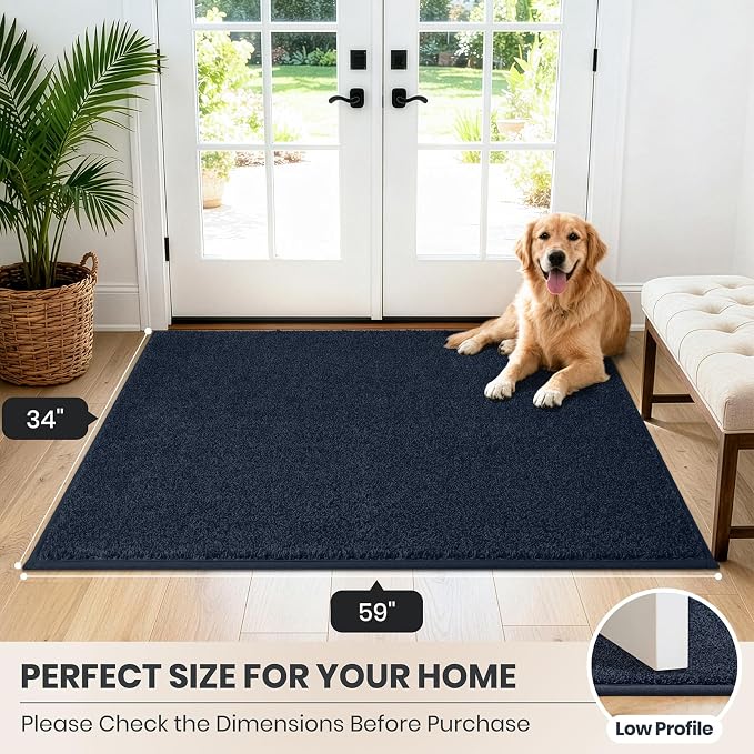 PURRUGS Dirt Trapping Door Mat 34" x 59", Non-Slip Machine Washable Entryway Rug