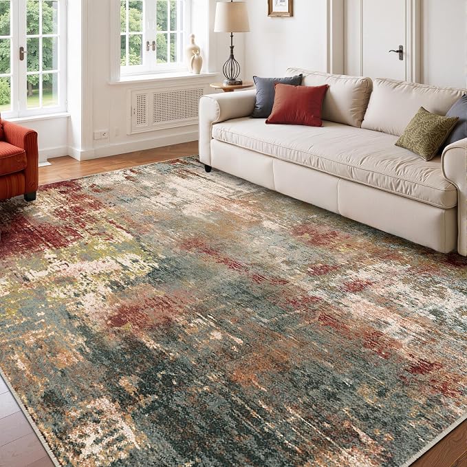 RELEANY Washable Area Rugs 7'x9' Non-Slip Modern Abstract Soft