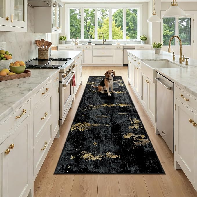 RELEANY Washable Area Rugs 2'6"x8 Non-Slip Modern Abstract Soft