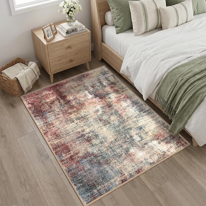 IOHOUZE Abstract Area Rug 4x5 Ft Washable Rugs