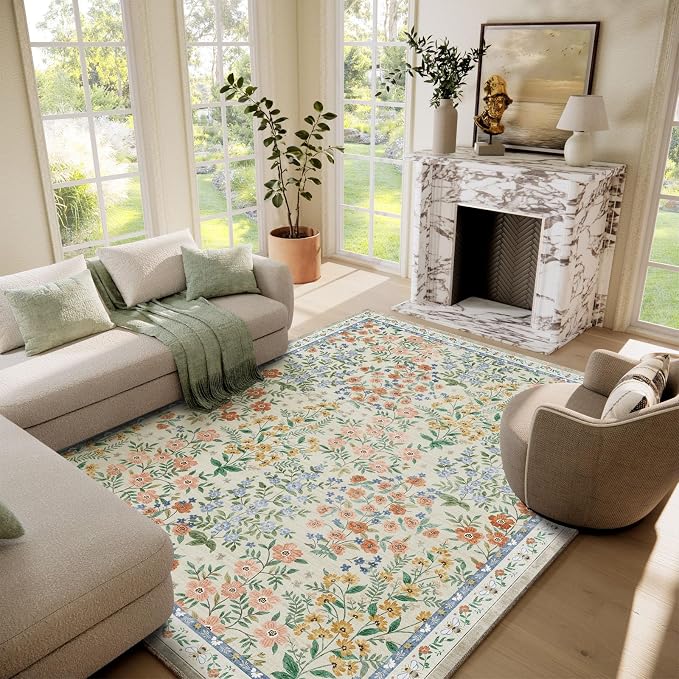 Machine Washable Rugs for Living Room: 6x9 Area Rugs for Bedroom Vintage Stain