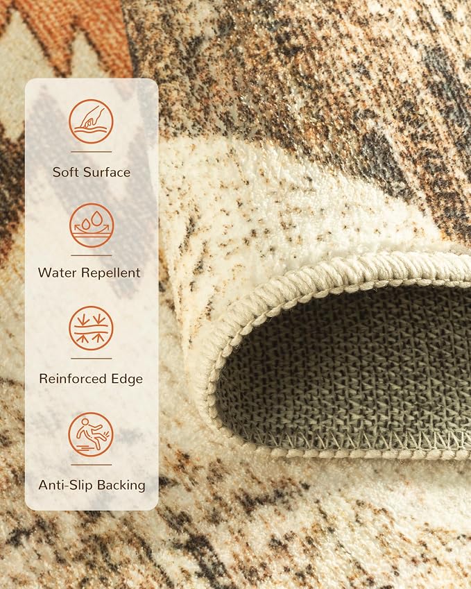 BESTSWEETIE Area Rug 10x14 Rug Machine Washable Non-Slip Low Pile Print Pattern