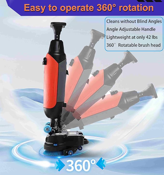 Floor Polisher Commercial, Dual-Brush Rotary Floor Scrubber, Lightweight