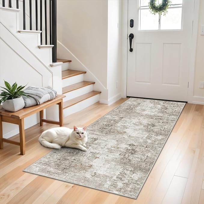 2x6 Washable Non-Slip Hallway Runner Rug – Modern Abstract Soft Carpet Runner