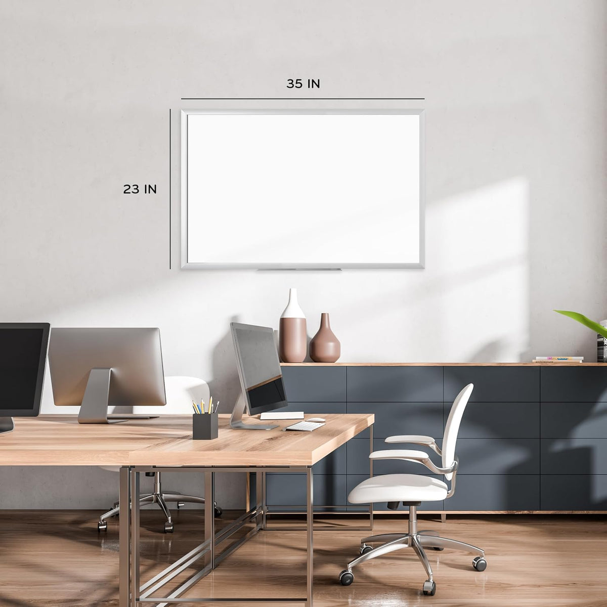 U Brands Dry Erase Whiteboard, 36" x 24", Magnetic, Aluminum Frame