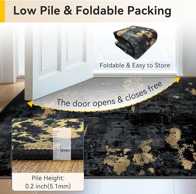 RELEANY Washable Area Rugs 3x12 Non-Slip Modern Abstract Soft