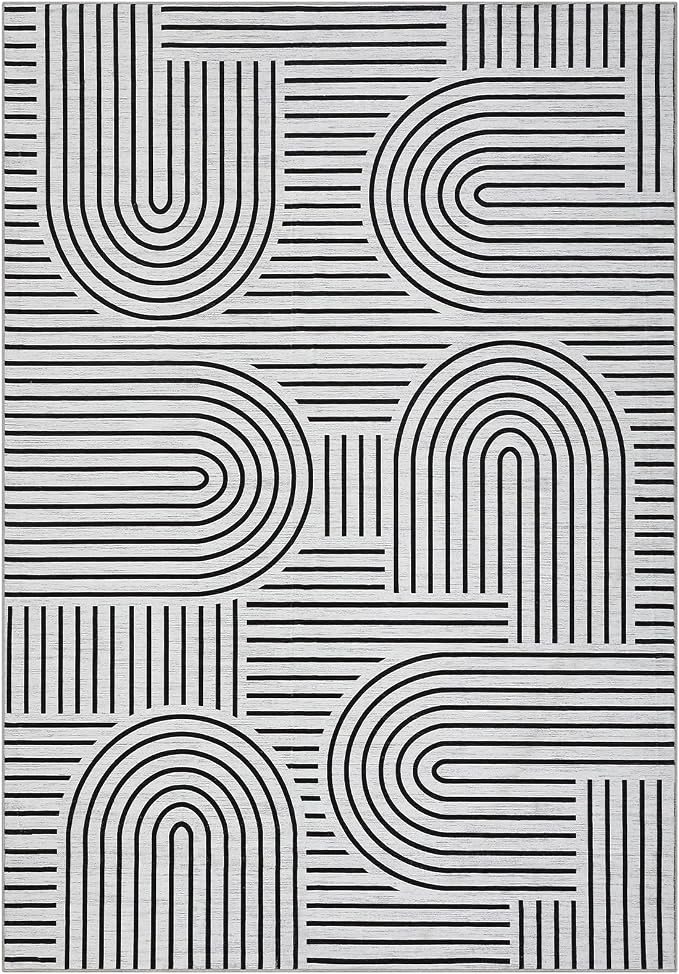 Washable Rug 4x6 Area Rugs for Living Room, Abstract Rug for Bedroom, Soft
