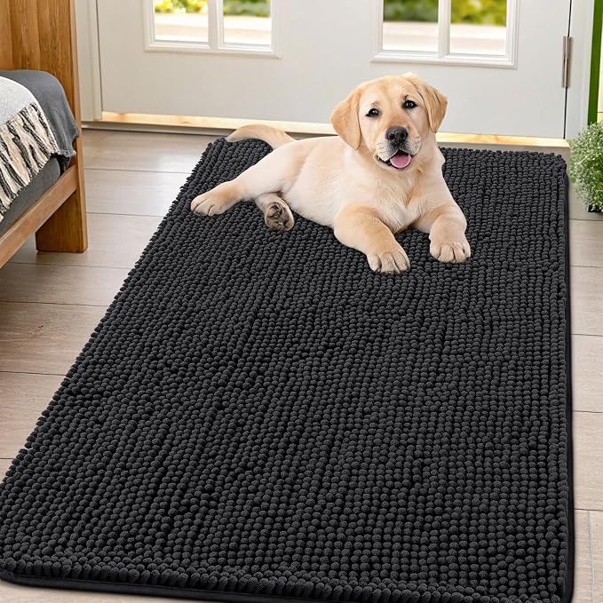 Smiry Dog Door Mat for Muddy Paws 54x32, Absorbent Dirt Trapper, Non-Slip