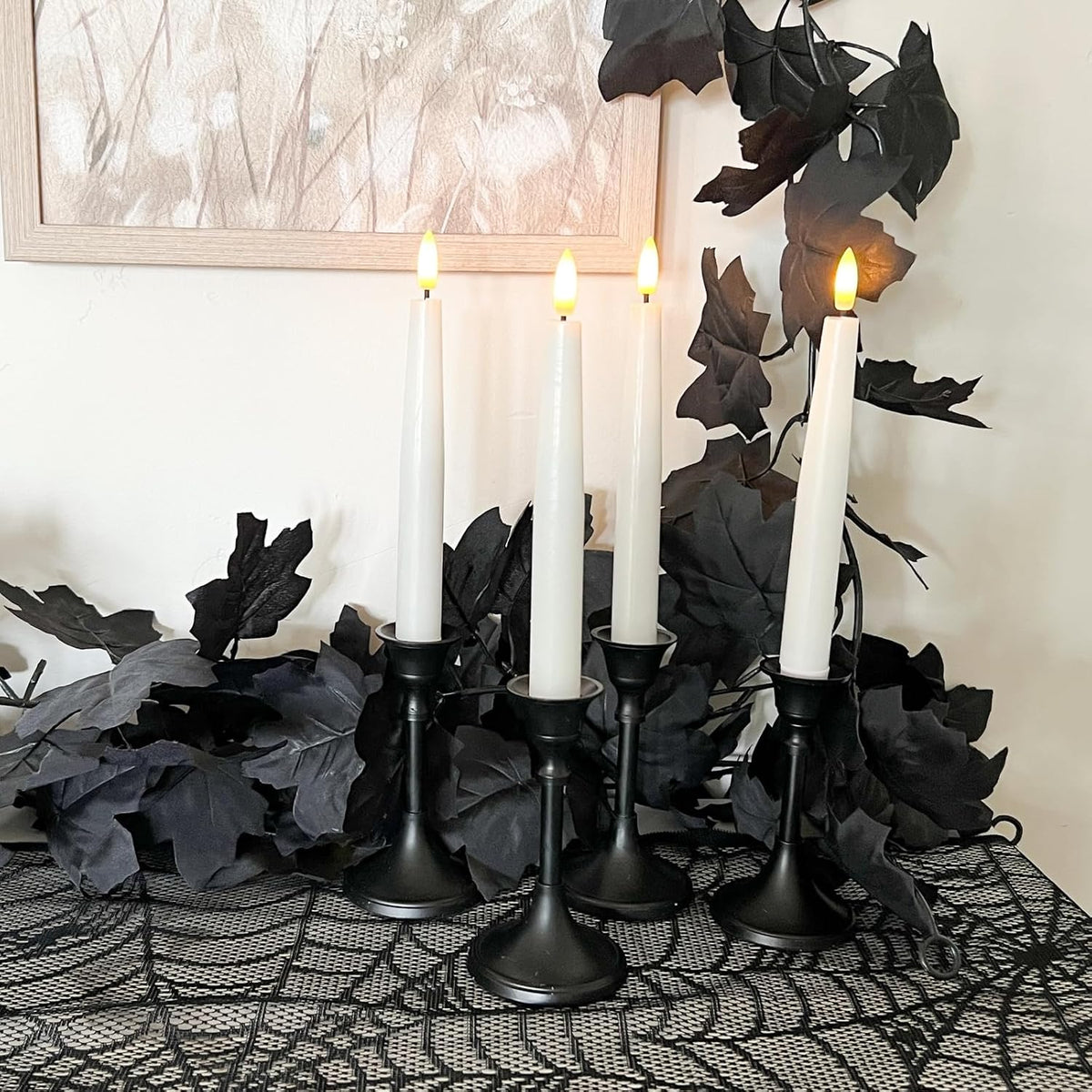 CQURE Black Maple Leaf Garland, 12PCS Halloween Garland Maple Leaves Fall Leaves Hanging Vines Halloween Thanksgiving Decor for Home Table Front Porch