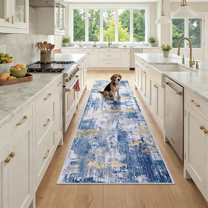 RELEANY Washable Area Rugs 2'6"x8 Non-Slip Modern Abstract Soft