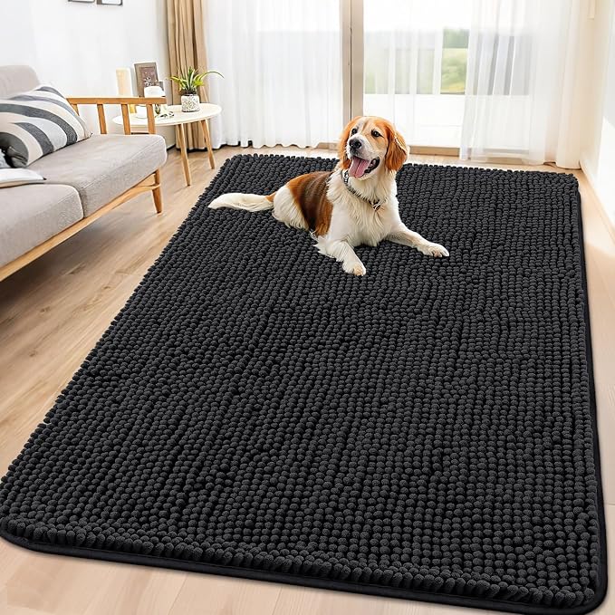 Smiry Dog Door Mat for Muddy Paws 70x32, Absorbent Dirt Trapper, Non-Slip