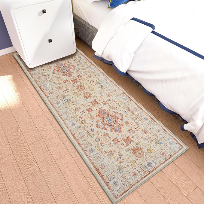 AREDO Runner Rug with Non Slip Rubber Backing, Washable Soft Floor Carpet
