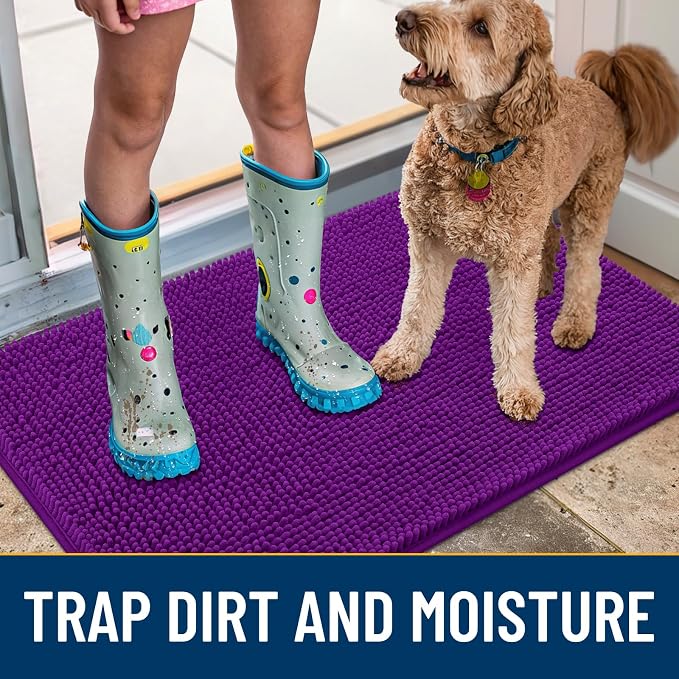 Smiry Dog Door Mat for Muddy Paws 40x32, Absorbent Dirt Trapper, Non-Slip