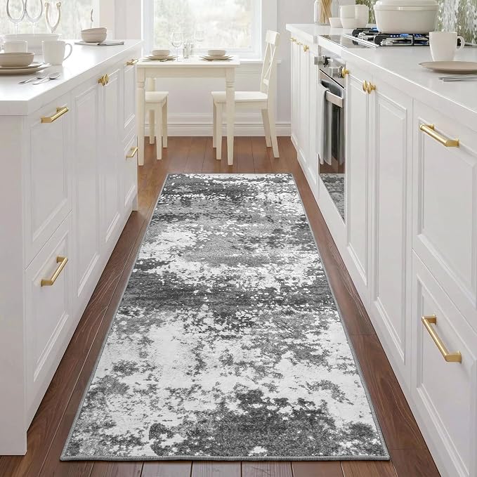 Grey 2x5 Washable Entryway Runner Rug Non Slip