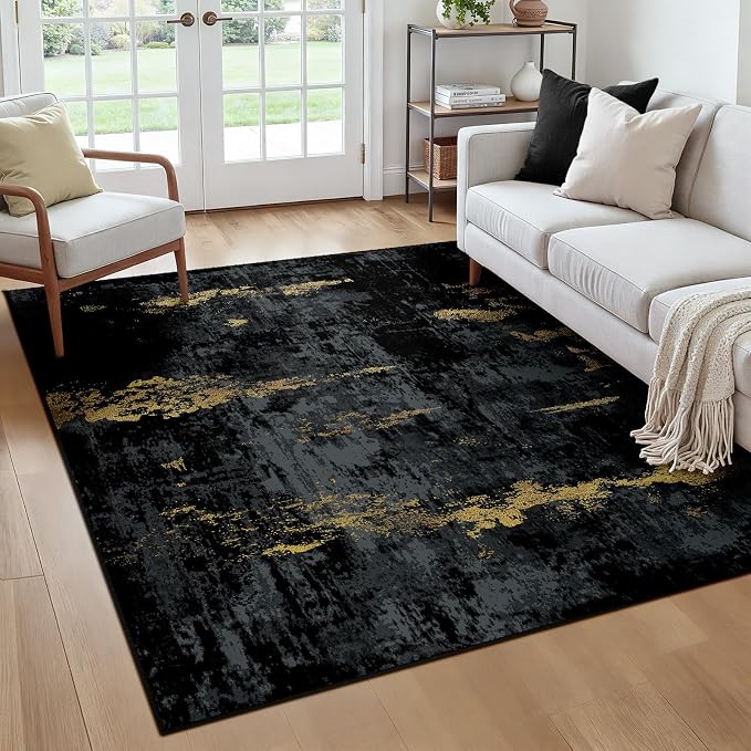 RELEANY Washable Area Rugs Square 6ft Non-Slip Modern Abstract Soft