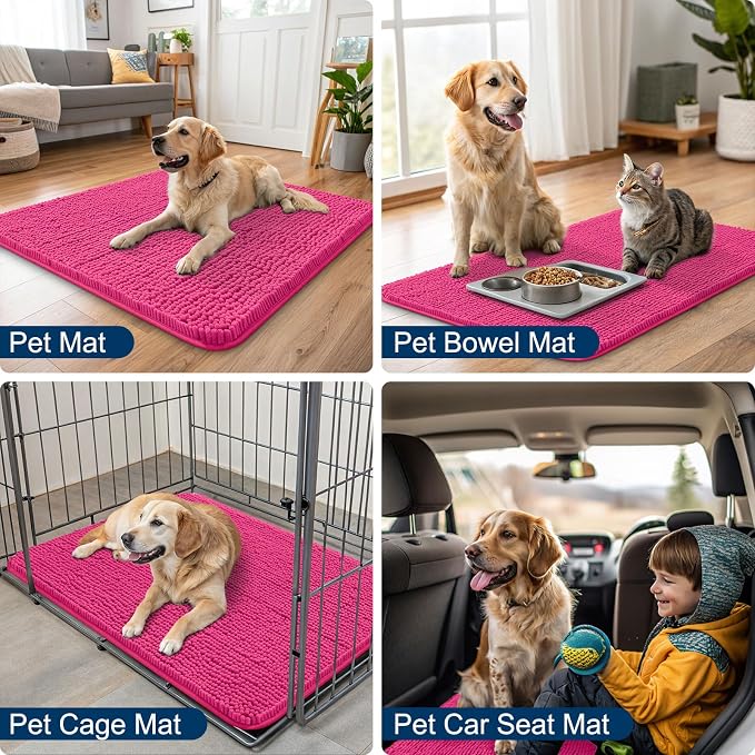Smiry Dog Door Mat for Muddy Paws 59x24, Absorbent Dirt Trapper, Non-Slip