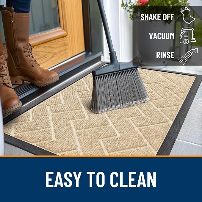 OLANLY Front Door Mat Indoor Outdoor Entrance, Waterproof All-Season,