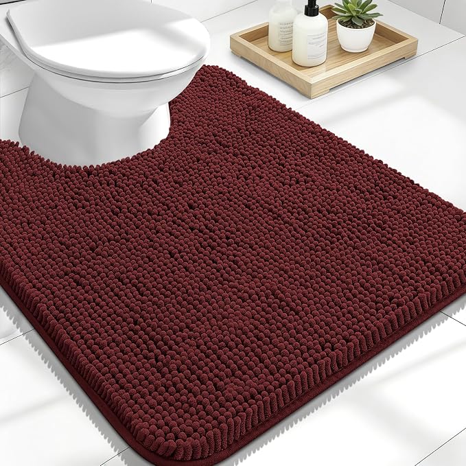 OLANLY Toilet Rugs U-Shaped 24x20, Extra Soft Absorbent Chenille Contour