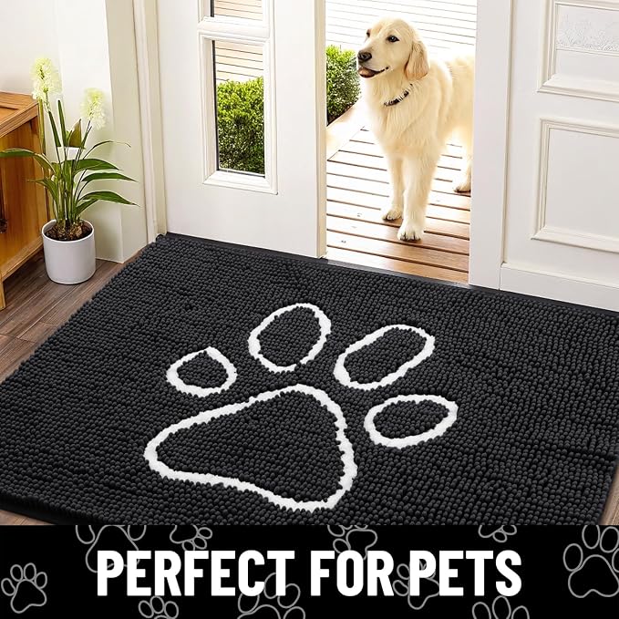 Smiry Dog Door Mat for Muddy Paws, Absorbent Dirt Trapper Non Slip Quick Dry